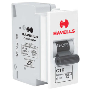 Havells 0.5 A- 5 A SPN MCB C Carve ( DHMGCSPF0.5- 063 ) IS/IEC 60898-1