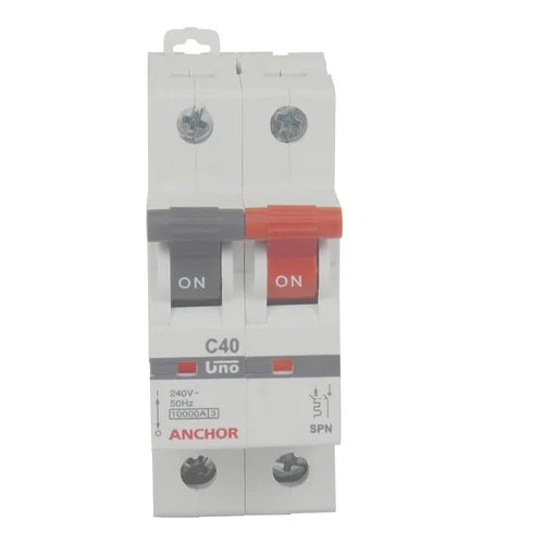 Anchor Roma Classic Uno 25A Double Pole C Curve White Mini Modular MCB, 98079 (Pack of 12)