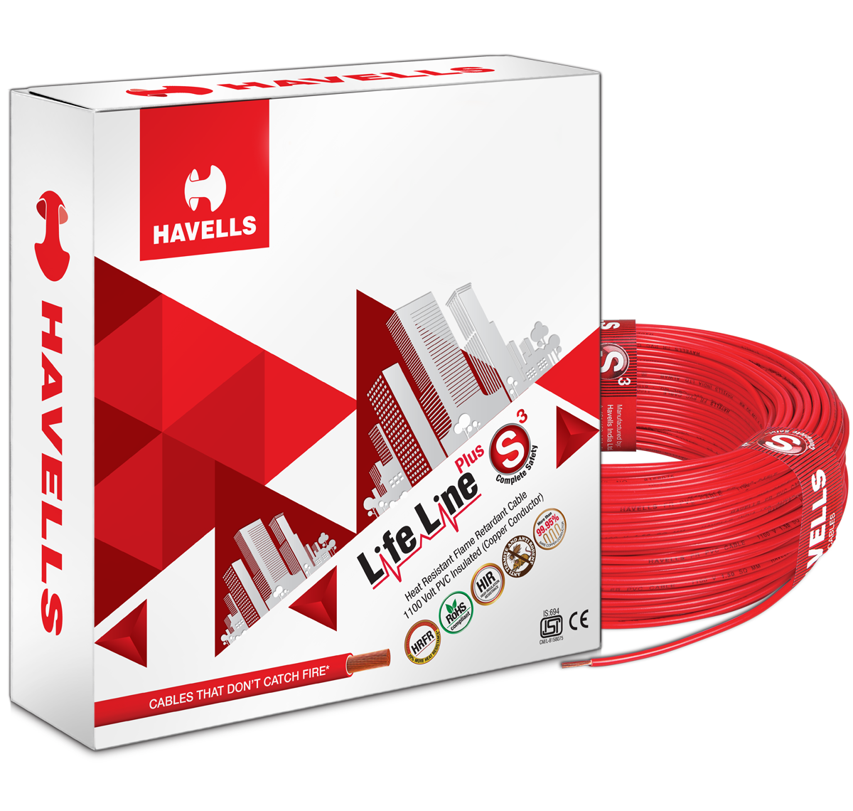 Havells Life Line Plus S3 HRFR Cables 120.0 sq. mm (100 MTR )