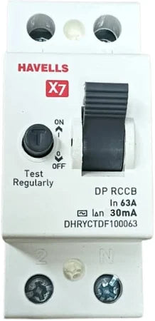 Havells X7 63.0A Double Pole DHRYCTDF030063 - DHRYCTDF100063 Residual Current Circuit Breakers/Earth Leakage Circuit Breakers (RCCBs/ELCBs) - ‘AC’ (Copy)
