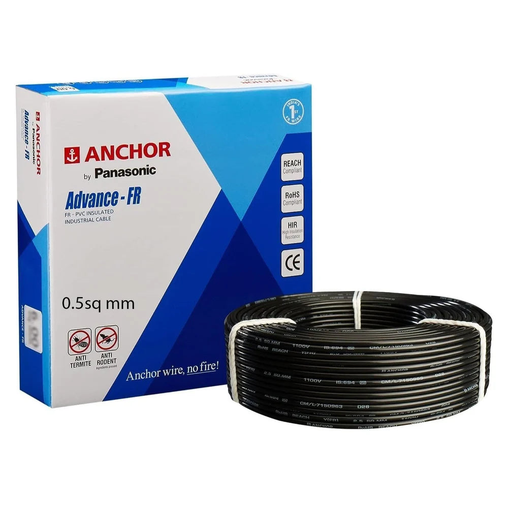 0.5 sq mm Anchor  FRLS Electric Black Wire ( 100M , 300M )
