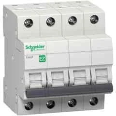 Schneider Electric Acti9 xC60 4A C-Curve Four Pole MCB, A9N4P04C, Breaking Capacity: 10 kA, (Pack of 6)
