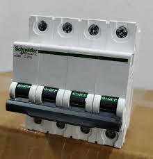 Schneider Electric Acti9 xC60 4A C-Curve Four Pole MCB, A9N4P04C, Breaking Capacity: 10 kA, (Pack of 6)