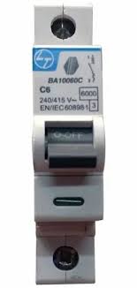 L&T Tripper 6A C-Curve Single Pole MCB, BA10060C