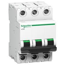 Schneider Electric Acti9 xC60 10A C-Curve Three Pole MCB, A9N3P10C, Breaking Capacity: 10 kA, (Pack of 6)