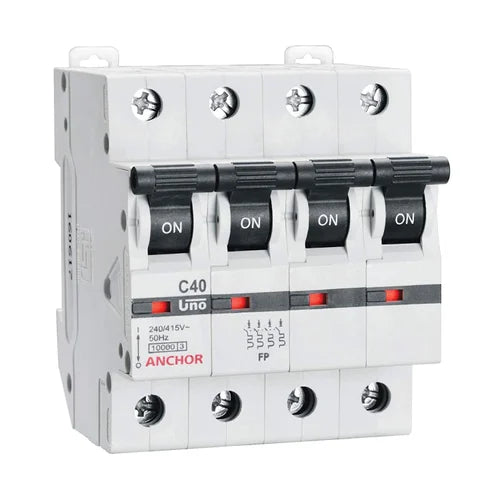 Anchor Ziva 10A Double Pole C Curve Mini Modular MCB, 68990B, Breaking Capacity: 3 kA (Pack of 12)
