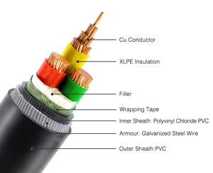 Havells 3 core Copper PVC Sheathed XLPE Low Tension Un-Armoured Power Cable, 2XY