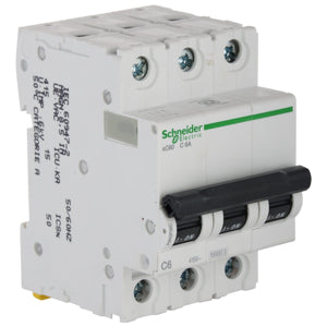 Schneider Electric Acti9 xC60 20A C-Curve Four Pole MCB, A9N4P20C, Breaking Capacity: 10 kA, (Pack of 6)