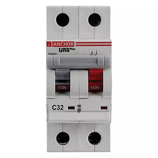 Anchor UNO 63A C Type Double Pole MCB, 98024 (Pack of 12)