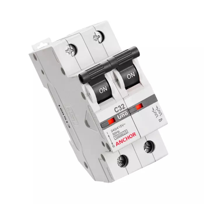 Anchor UNO 25A C Type Double Pole MCB, 98021 (Pack of 12)