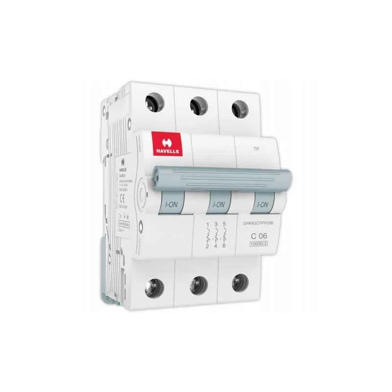 Havells Euro-II 20.0 A DHMGCTPF020 Three Pole C Curve MCB, (Pack of 6 )
