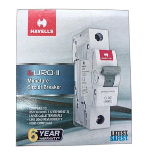 Havells DHMGBSPF050 PVC Plastic 50A MCB SP C Curve (White)