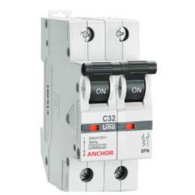 Anchor Penta Modular 10A Single Pole C Curve Graphite Black UNO Mini Modular MCB, 65981GB (Pack of 6)