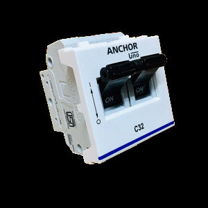 Anchor Penta Modular 20A Single Pole C Curve Graphite Black UNO Mini Modular MCB, 65983GB (Pack of 6)