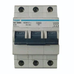 Hager 6.0 A Three pole C Carve 6kA ( Packe Of 4 )