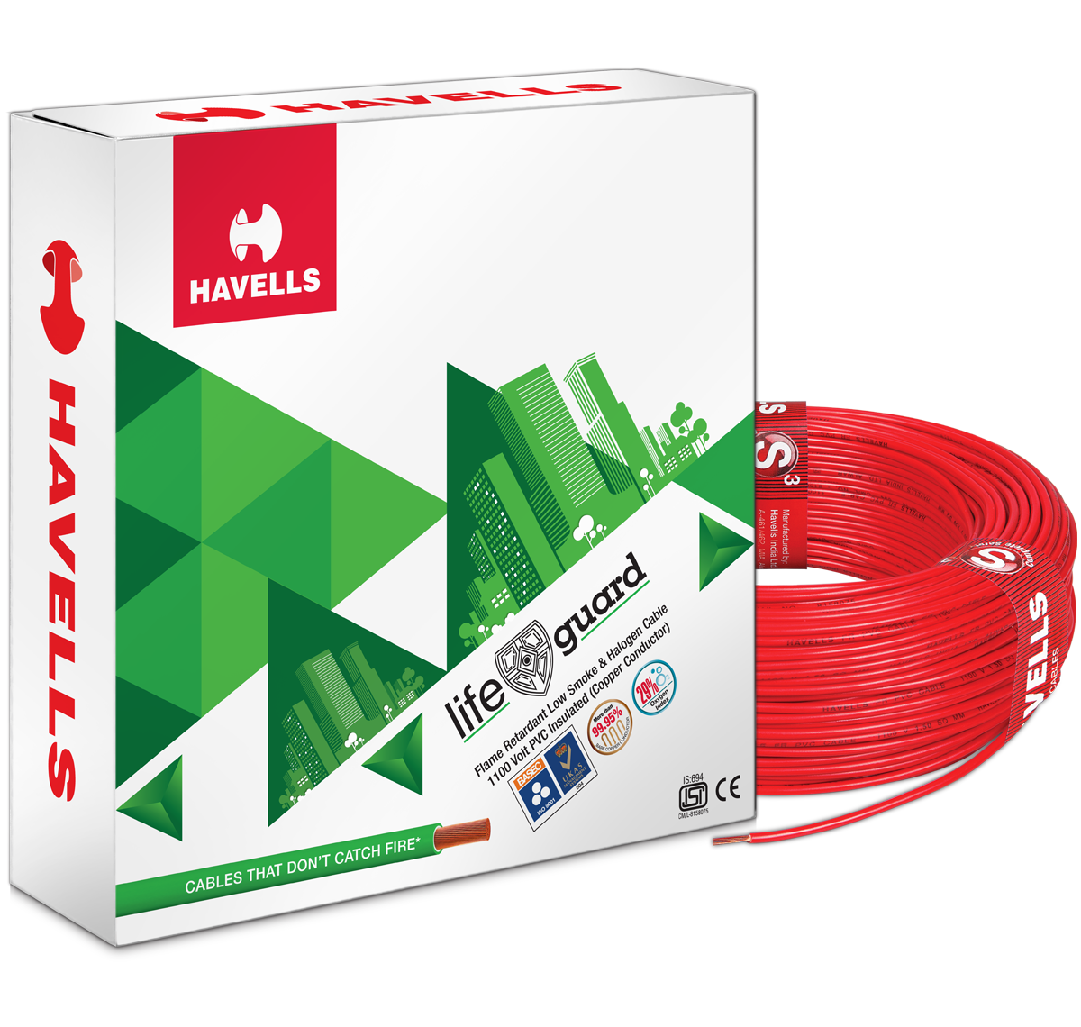 Havells Lifeguard FRLSH PVC Cables 1.0 sq. mm (180 MTR )