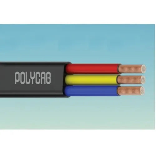 Polycab 6.0 Sqmm 3 Core Copper PVC Insulated Flat Submersible Cable, Length: 100 m