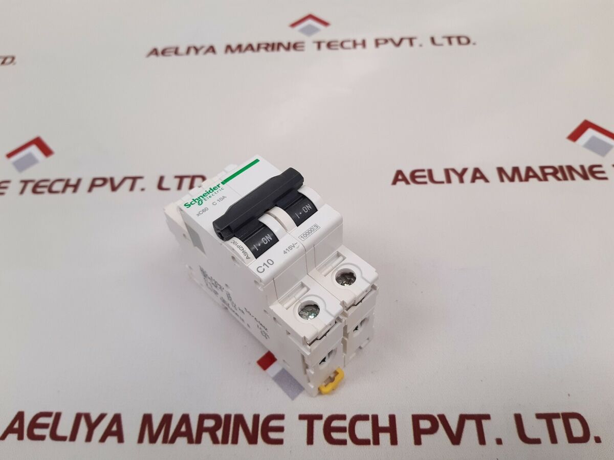 Schneider Electric Acti9 xC60 25A C-Curve Double Pole MCB, A9N2P25C, Breaking Capacity: 10 kA, (Pack of 6)