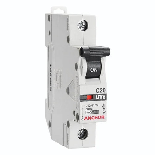 Anchor Roma Urban 16A Single Pole C Curve Silver Mini Modular MCB, 66153S, (Pack of 12)