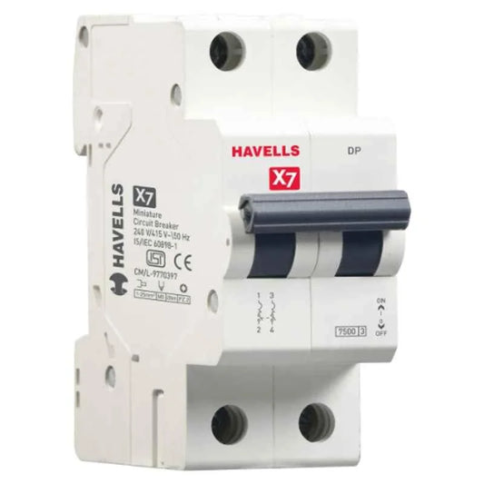 Havells X7 63.0A DHMYCDPM063 DP C Curve MCB, (Pack of 6 )